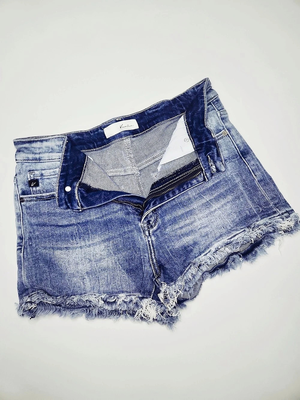 Kancan Distressed Denim Shorts in Blue Size Large